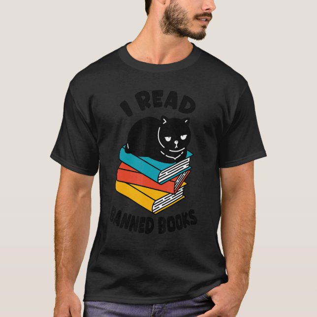 Camiseta Leio Livros Banidos Tshirt Black Cat Reader Bookww (Frente)