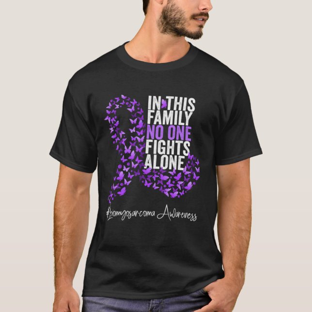 Camiseta Leiomiosarcoma Sensibilização Mês Fita Roxa (Frente)