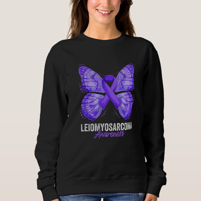 Camiseta Leiomyosarcoma Awareness Month Butterfly Purple Ri (Frente)