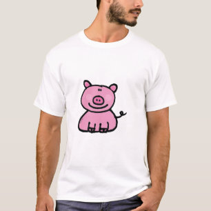 Camiseta Leitão cor-de-rosa