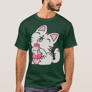 Camiseta Leite Bebida Otaku Neko Japão Manga Premium