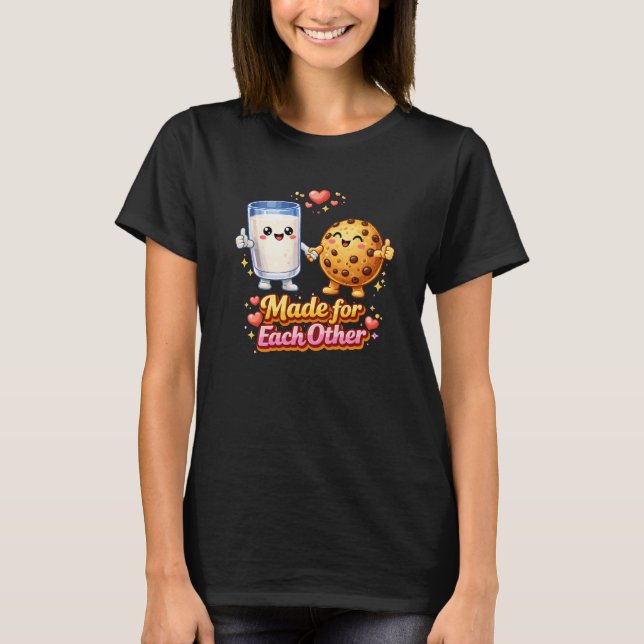 Camiseta Leite & Biscoitos – Feitos um para o Outro Comida  (Frente)