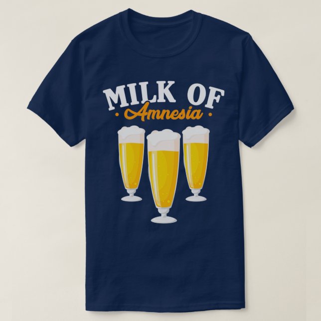 Camiseta Leite de Álcool de Amnésia Cerveja Alcoólica Prese (Frente do Design)