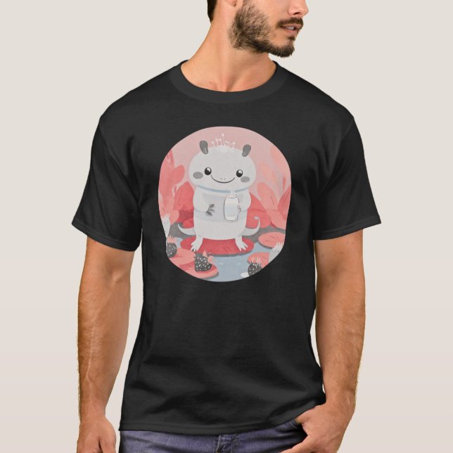 Camiseta Leite de Bebendo Axolotl (Frente)