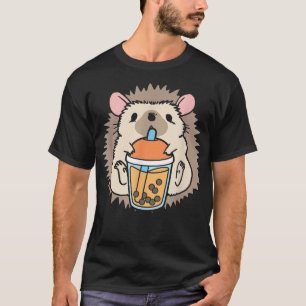 Camiseta Leite De Bolha Tea Hedgehog Cute Hedgehog Bebendo