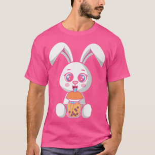 Camiseta Leite de bolhas Tea Rabbit Coelho Coelho Bebendo B