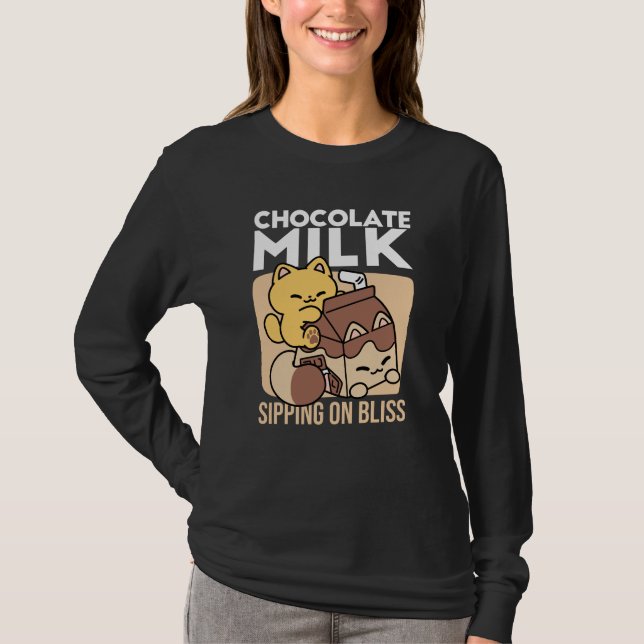 Camiseta Leite de Chocolate Bebendo Felicidade – Comida de  (Frente)