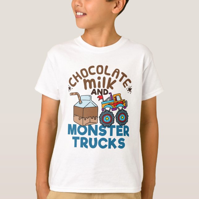 Camiseta Leite de chocolate e caminhões monstruosos (Frente)