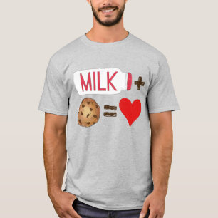 Camiseta Leite de Comida Clássico + Cookies = Coração de Am
