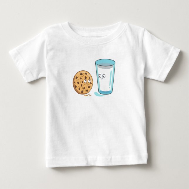 Camiseta Leite de Comida Kawaii e Cookies  (Frente)