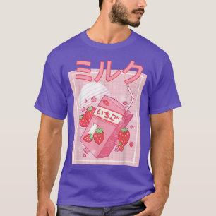 Camiseta Leite De Morango Agitar Cartonagem Rosa Engraçado