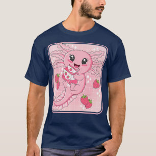 Camiseta Leite De Morango Cute Axolotl Japonês, Manguinheir