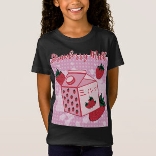 Camiseta Leite de Morango Japonês Retro 90 Anime Fruta Aes