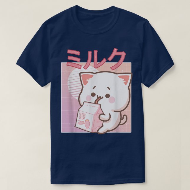 Camiseta Leite de Morango Kawaii Strawaii - 90s Bonito Retr (Frente do Design)
