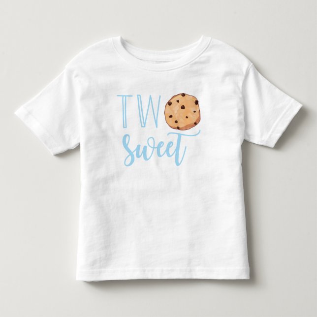 Camiseta Leite e Biscoitos azul 2º Aniversário dois doces (Frente)