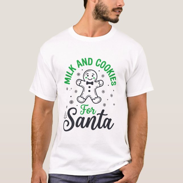 Camiseta Leite E Bolinhos Para O Papai Noel Design De Natal (Frente)