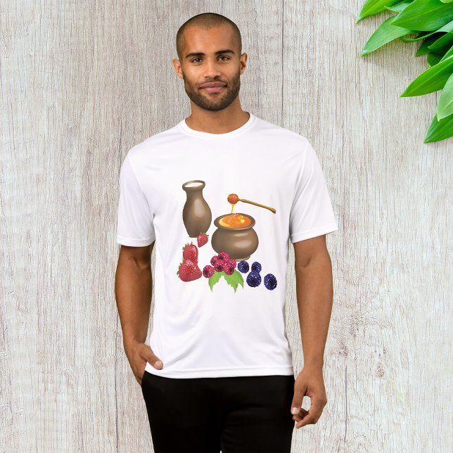 Camiseta Leite e Mel com Comida de Berries Russo (Criador carregado)