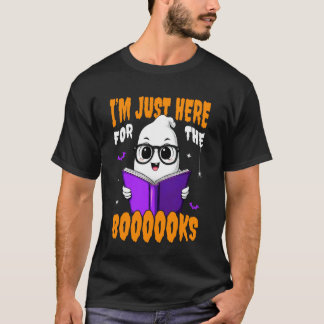 Camiseta Leitor de Livros Fantasma Fofo Estou Aqui Apenas P