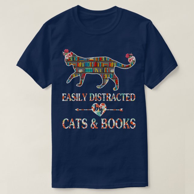 Camiseta Leitor de Lover do Livro Cat Lover facilmente dist (Frente do Design)