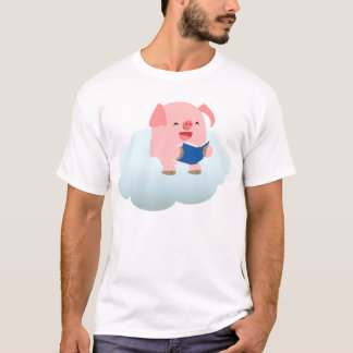 Camiseta Leitor de Porcos de Cartoon em Nuvem