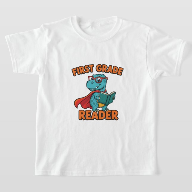 Camiseta Leitor de primeira linha T-Rex Dinossauro de volta (Postura )