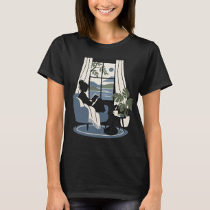Camiseta Leitor pela Janela   Silhueta Minimalista