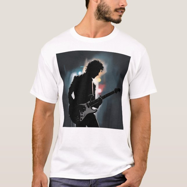 Camiseta Leitor-sombra - Misteriosa Guitarra Silhoue (Frente)