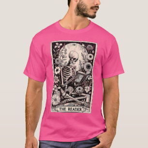 Camiseta Leitor Tarot Card Engraçado Livro Sobre Esqueleto