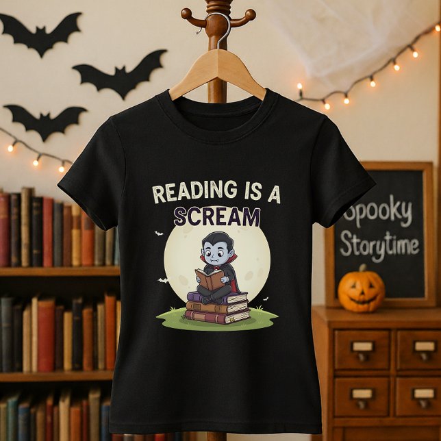Camiseta Leitura Bibliotecária Do Halloween É Um Gritar (Criador carregado)