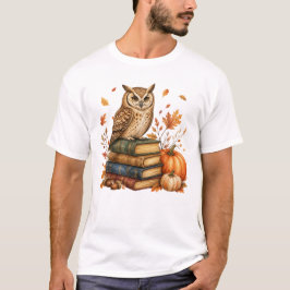 Camiseta Leitura Coruja Outono Halloween