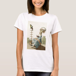 Camiseta Leitura da jovem mulher em um vestido do dia com