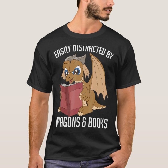 Camiseta Leitura De Animais Cute Facilmente Distraídos Pelo (Frente)