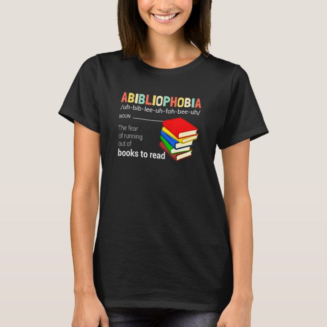 Camiseta Leitura de Bookworm de Definição de Abibliofobia V (Frente)