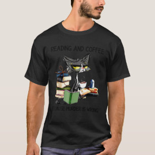 Camiseta Leitura De Gato E Café Porque O Assassinato Está E
