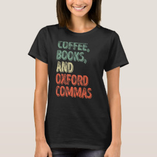 Camiseta Leitura De Livros De Café E Oxford Commas