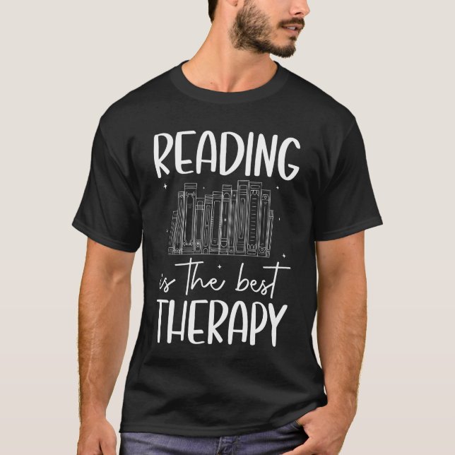 Camiseta Leitura é a melhor terapia - Design do tórax do li (Frente)