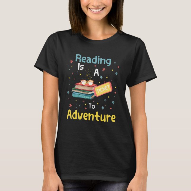 Camiseta Leitura Engraçada De Livros É Um Bilhete A Adventu (Frente)