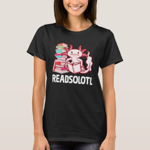 Camiseta Leitura Engraçado Axolotl Lendo Livros De Peixes L