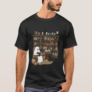 Camiseta Leitura Fantasma na Biblioteca de Halloween com Ga