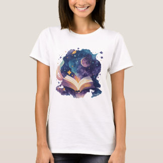 Camiseta Leitura Mágica No Livro Noturno Da Aquarela