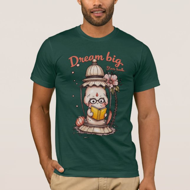 Camiseta Leitura Whimsical Buddha Lanterna Design (Frente)