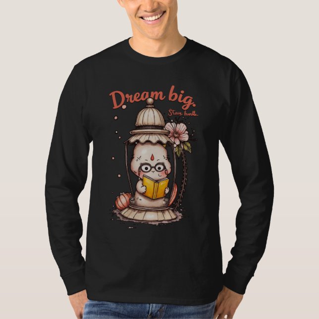 Camiseta Leitura Whimsical Buddha Lanterna Design (Frente)