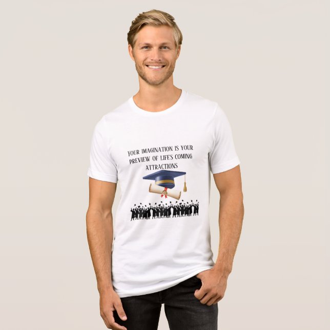 Camiseta Lema de formatura de Einstein branco (Frente Completa)