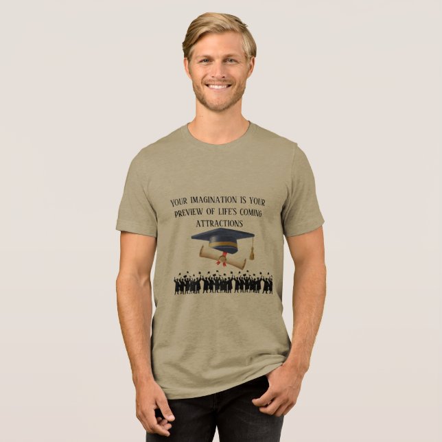 Camiseta lema de graduação de Einstein azeitona (Frente Completa)