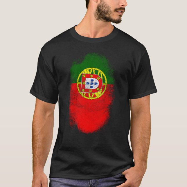 Camiseta Lembrança da bandeira de Portugal - português (Frente)