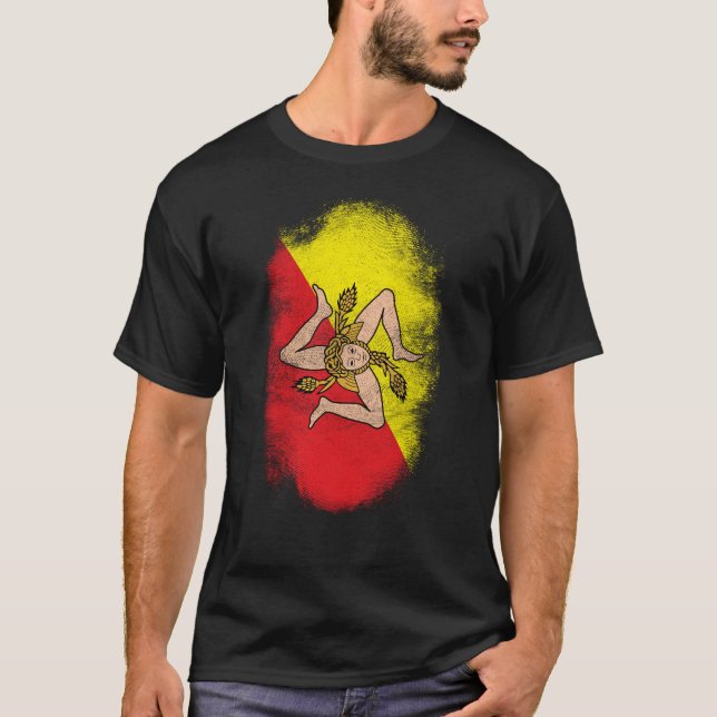 Camiseta Lembrança da bandeira de Sicília - design (Frente)