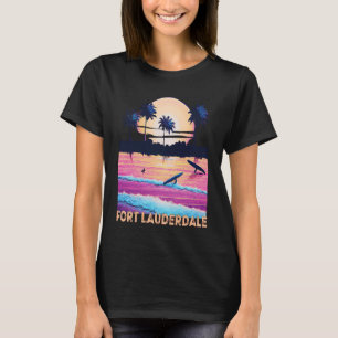 Camiseta Lembrança Retro de Surf do Fort Lauderdale Flórida