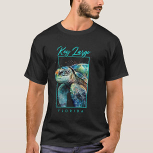 Camiseta Lembranças de Key Largo Flórida Aquarela Tartaruga