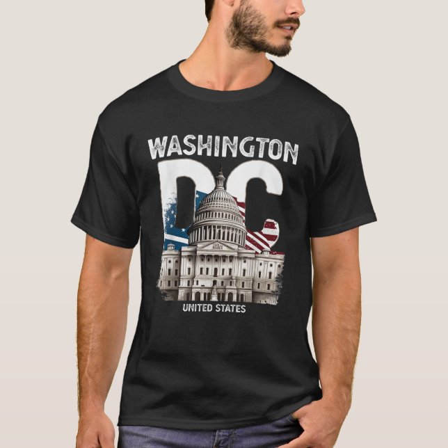 Camiseta Lembranças Presentes Homens Washington DC Capitol  (Frente)
