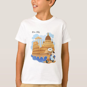 Camiseta Lembrancinha Itália Crianças Menina De Bicicleta D